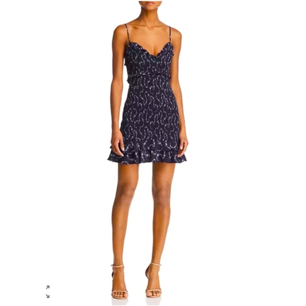 LIKELY Navy Smocked Ruffle Dress
